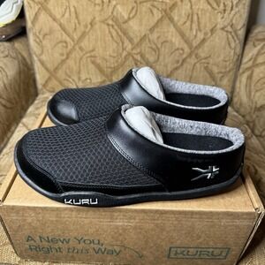 Kuru Draft Mens Size 8 Black Gray Walking Casual Comfort Slip On Mule Slippers